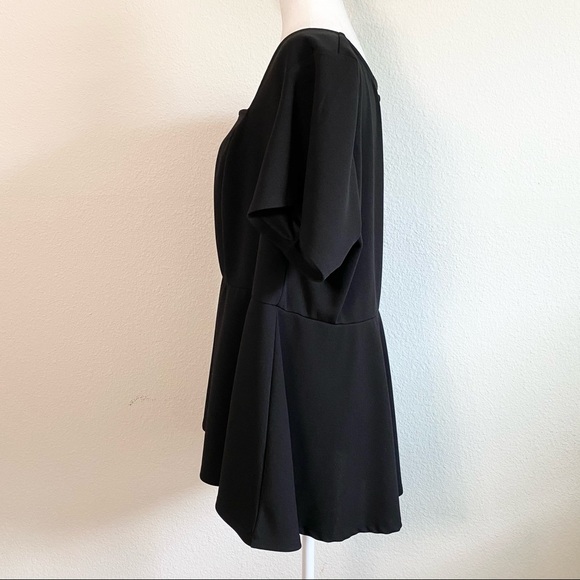 Torrid Black Scuba Knit V-Bar Peplum Top 3 - Picture 4 of 6